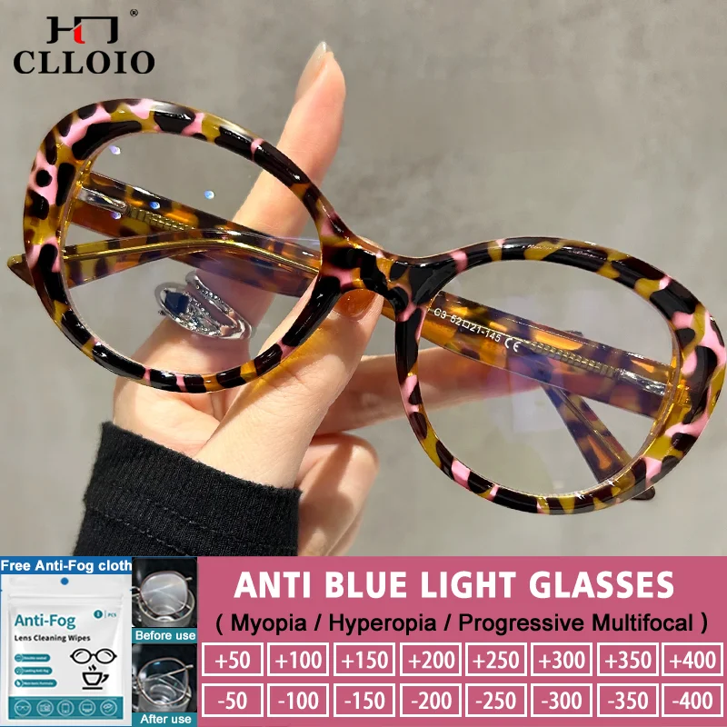 

CLLOIO женские модные рождественские цвета оправа женские анти-синий свет очки для чтения близорукость настраиваемые очки по рецепту