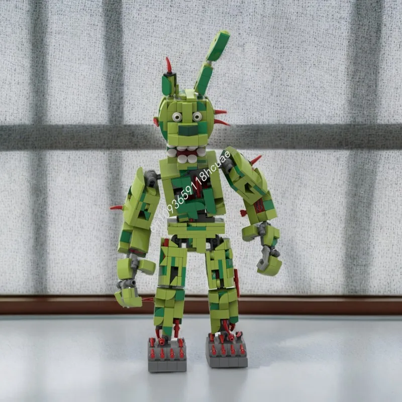 مجموعة مكعبات بناء مكونة من 692 قطعة: Springtrap Animatronic من FNAF 3 - نموذج مفصل مع وصلات مفصلية