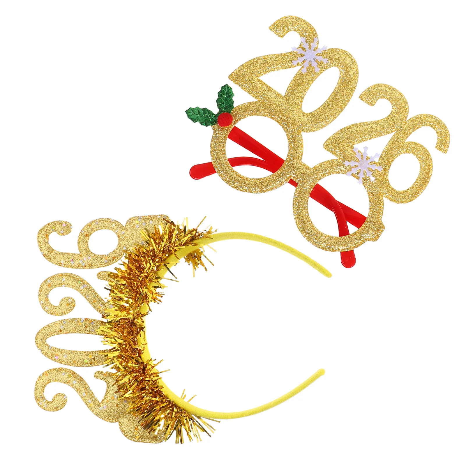 

1 set 1 Set 2026 Glitter Headband Eyeglass Party Accessory New Year Countdown Decorative Headbands For Women Holiday Photo Props