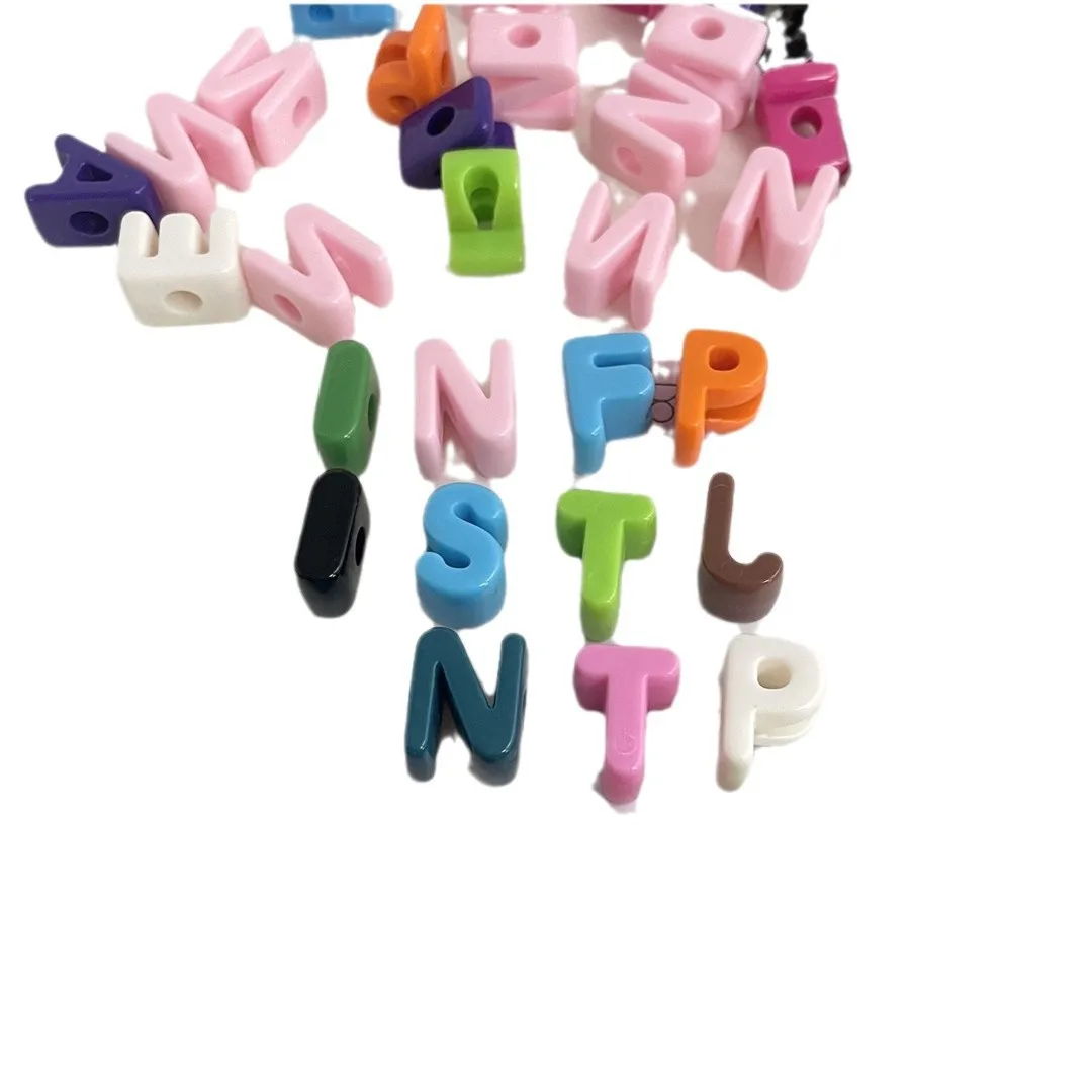 10pcs/lot Colorful English Letter Beads For Jewelry Making DIY Decoration Phone Chain Keyring Beadable Pen Hair Accessories