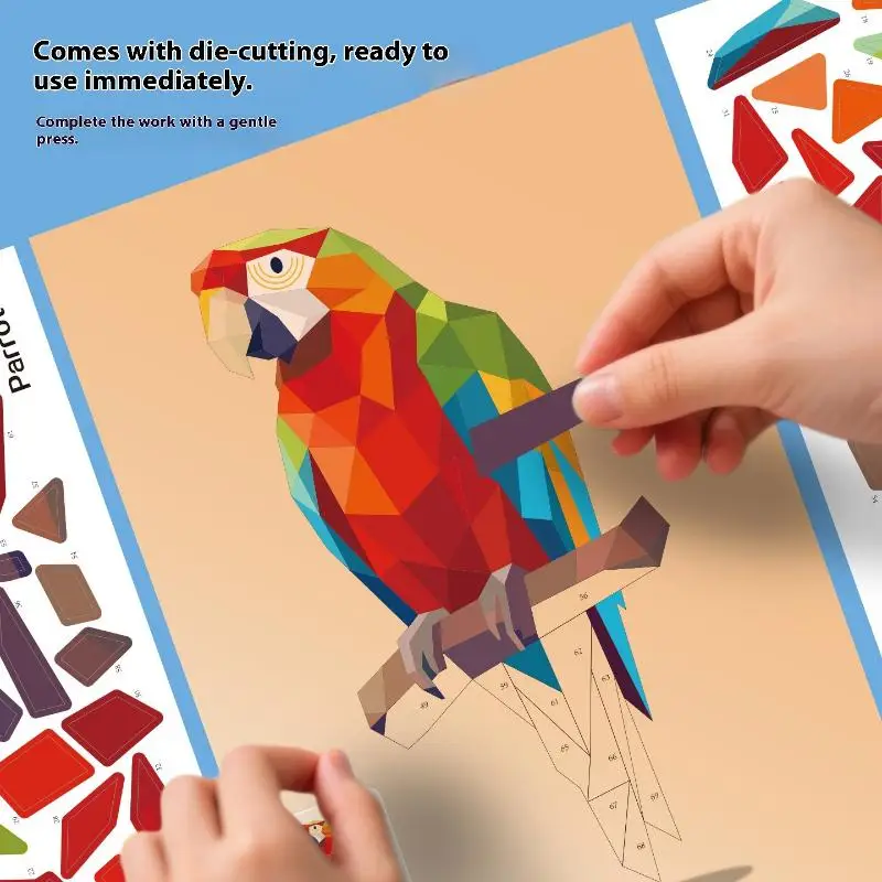 1 セット動物認知トレーニング啓発おもちゃデカール 3D 幾何学コラージュ子供のパズル集中力を高める手作りステッカー