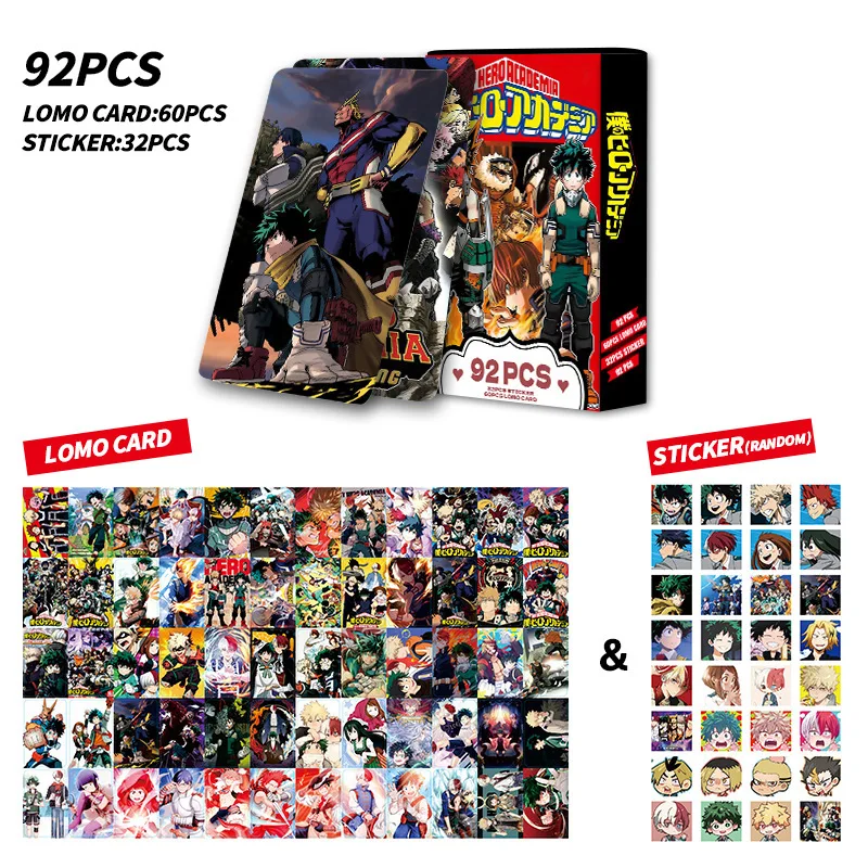 92 Stuks Mijn Hero Academia Lomo Kaarten Stickers Pack Anime Kawaii Waterdichte Telefoon Case Decal Hd Kleur Foto Collectie kaart Geschenken