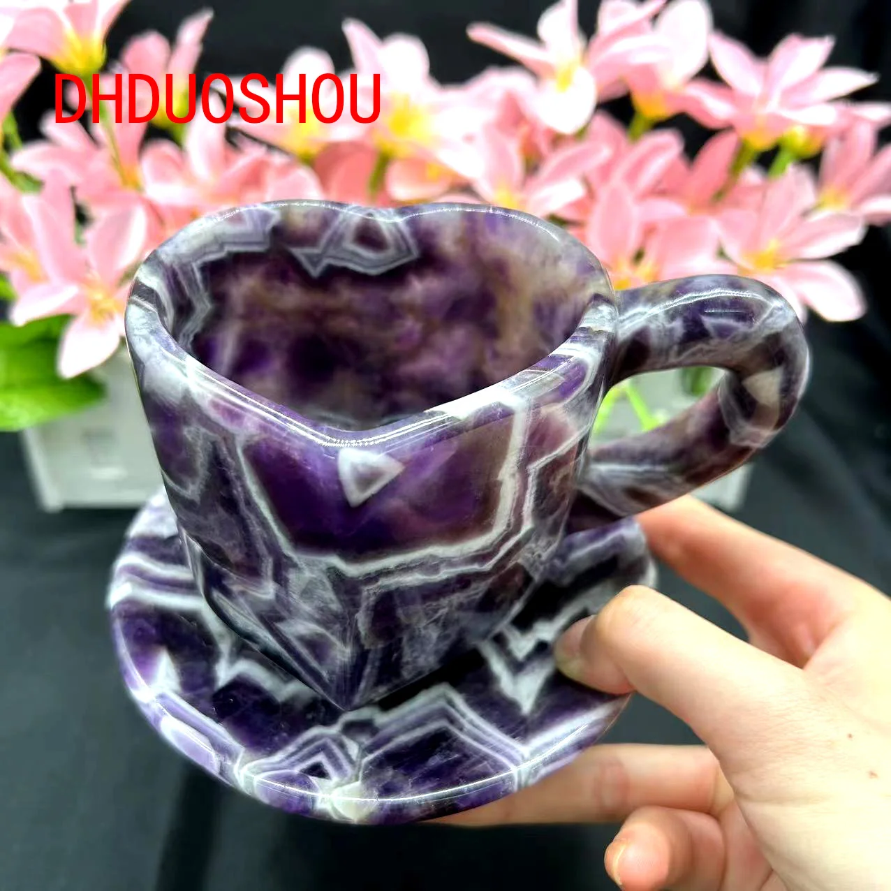 Customization Hand Craft Crystal Cup Dream Amethyst Heart Cup For Gift Fengshui Home Decoration