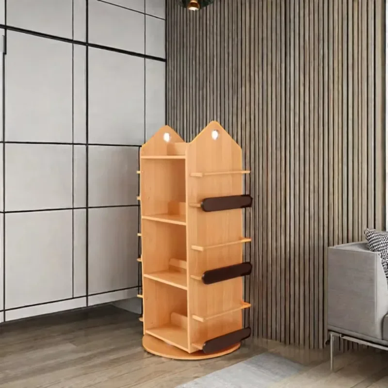 Solid Customized Wood Bookshelf with Rotating Feature Other Kids' Furniture