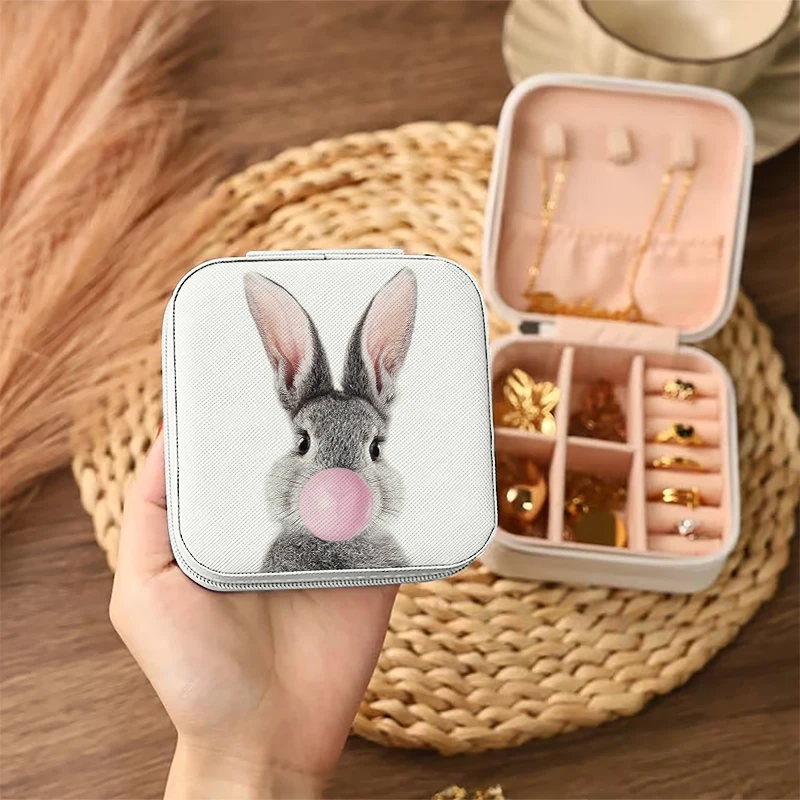 1pc Bunny With Bubble Gum Portable Jewelry Storage Box, Simple Jewelry Organizer Box,Gifts Box For Women