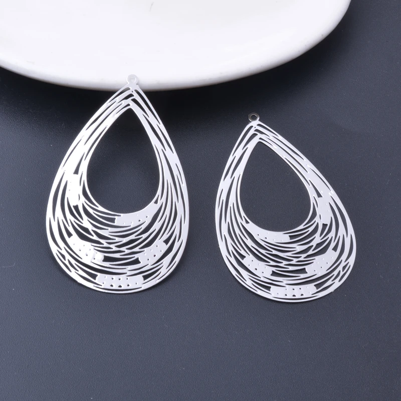 30 Stück AB3501 Messing Bemalte Große Filigrane Wassertropfen-Anhänger DIY Schmuck Ohrring-Zubehör – Detail 6