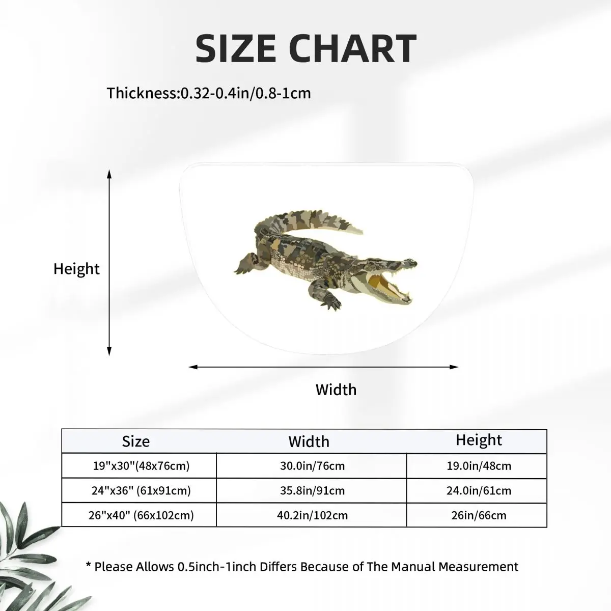 C Is For Crocodile Soft Flannel Half Round Doormat Non Slip Bathroom Mat Absorbent Floor Carpet for Home Bedroom