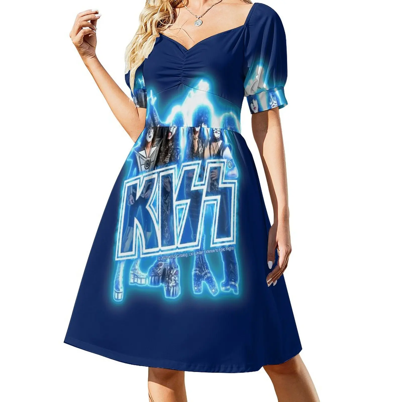 

KISS  the Band - Blue Energy Glow Short Sleeved Dress summer women's suit dress for women 2025 party dresses women Dress