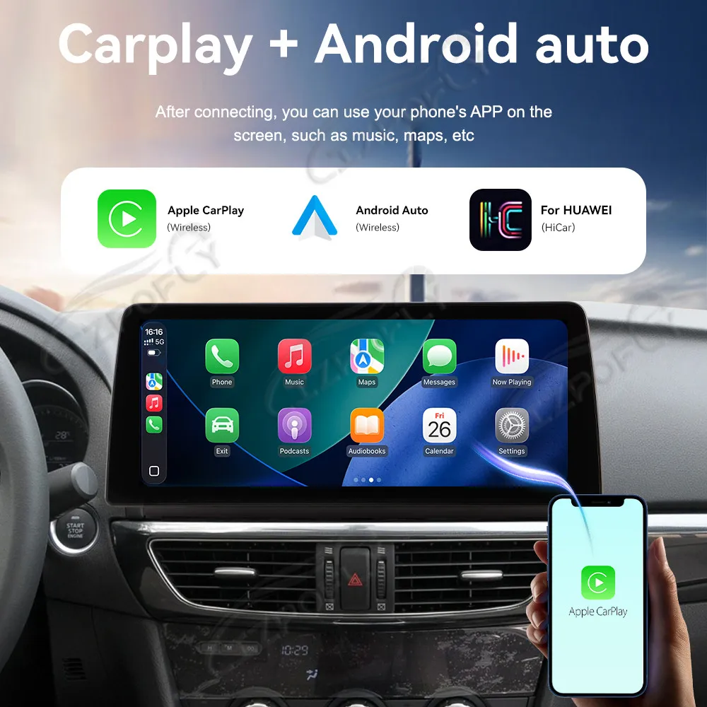 12.3'' Android 15 Wireless CarPlay Car Radio For Mazda Atenza 2013-2016 Multimedia Player GPS Navigation DSP