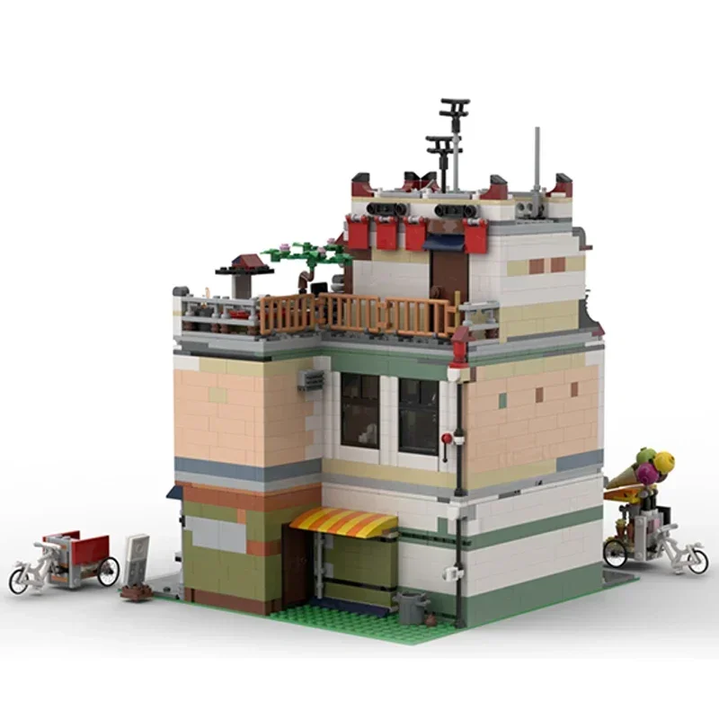 Moc ビルディングブロックチャイナタウンオフィスモデルテクノロジーレンガ DIY アセンブリモジュラーシティストリートビューおもちゃ用