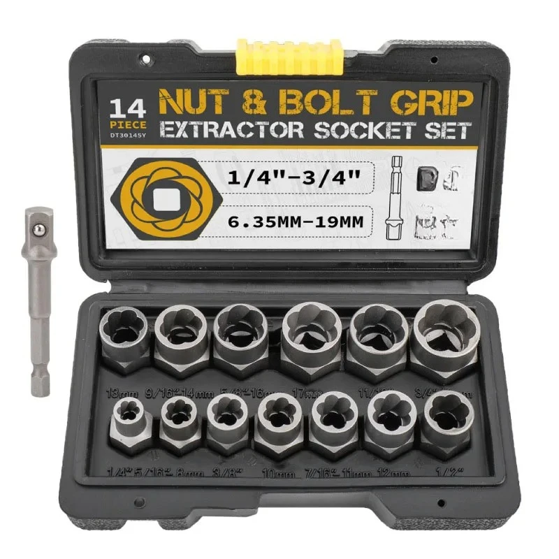 

14-Piece Damaged Screw Extractor and Removal Set Screw Extractor Set Bolt Screw Remover Hand Tool Set