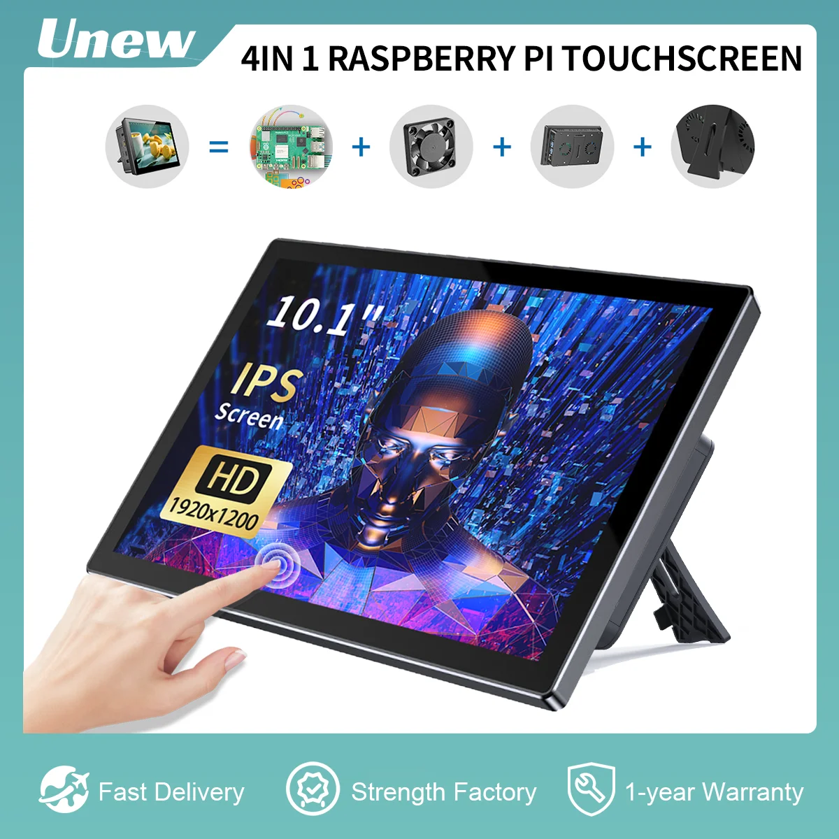 Imagem -01 - Unew-monitor Ips Touch Screen 10.1 Raspberry pi 1920x1200 Tela Ips Hdmi Tipo-c Compatível com Xbox Series s pi 4b 3b 3a +
