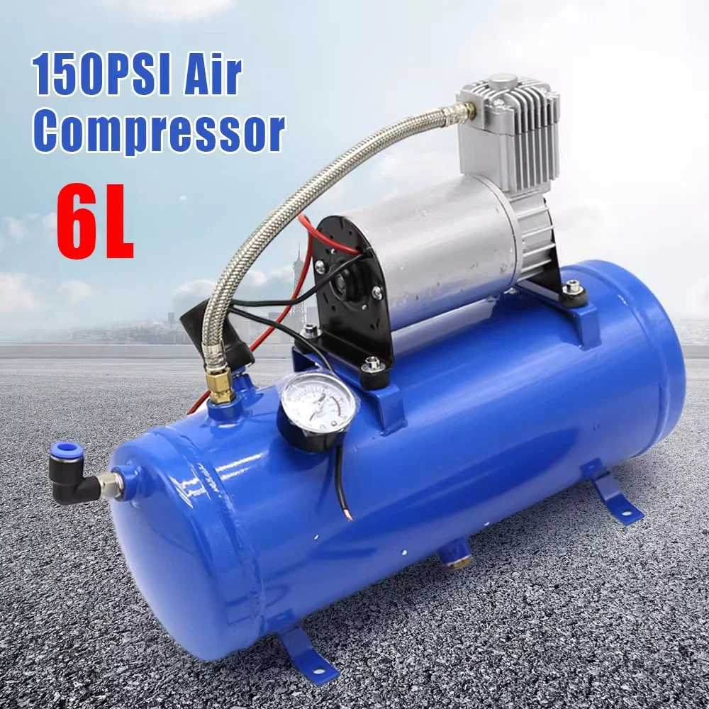 Air Compressor Air Trumpethorn 150 Psi 12V Air Horn Kit Blue