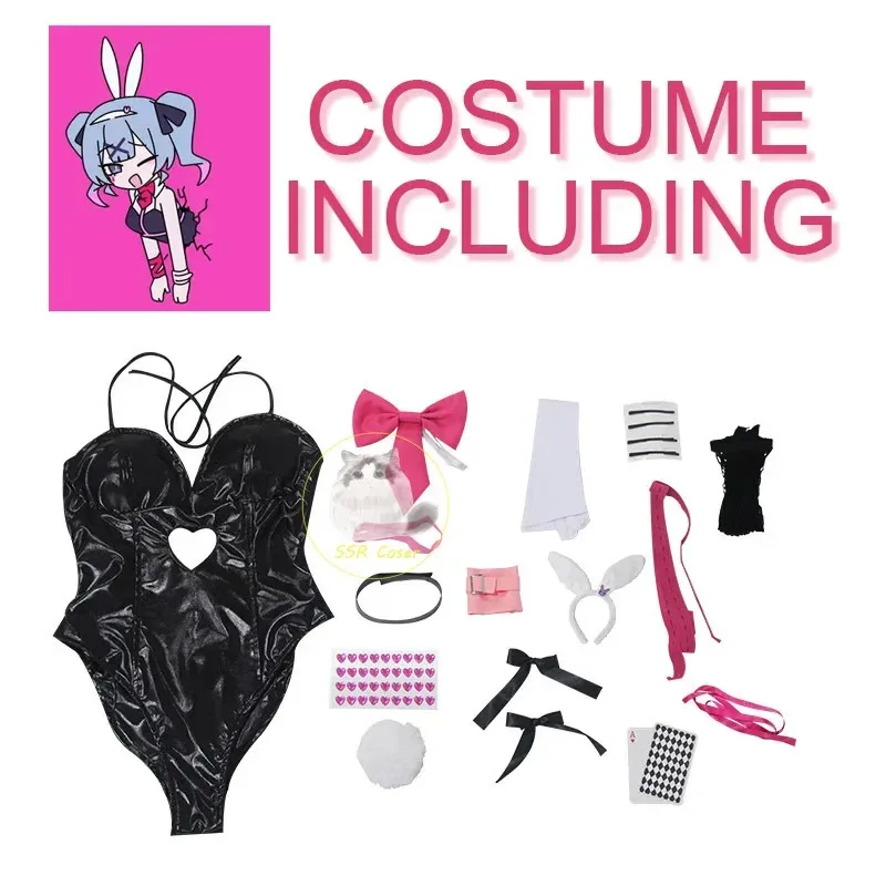 dd12Miku أرنب حفرة شعر مستعار أسود براءات الاختراع والجلود الأرنب فتاة مثير لطيف زي هالوين تنكري أغطية الرأس الملابس الانحناء Gi