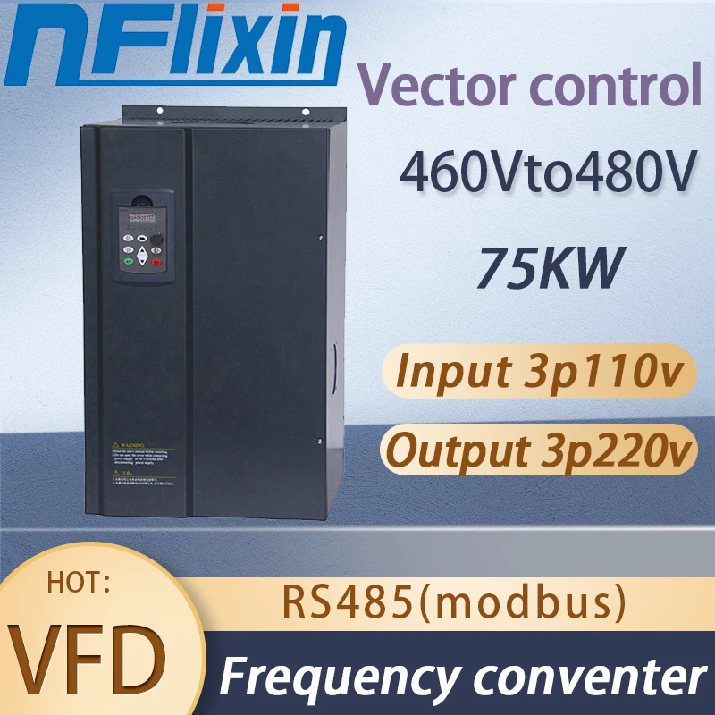 VFD 460V-480V three-Phase output frequency Inverter 75KW 100HP Converter Variator Drive for Motor Pump Speed