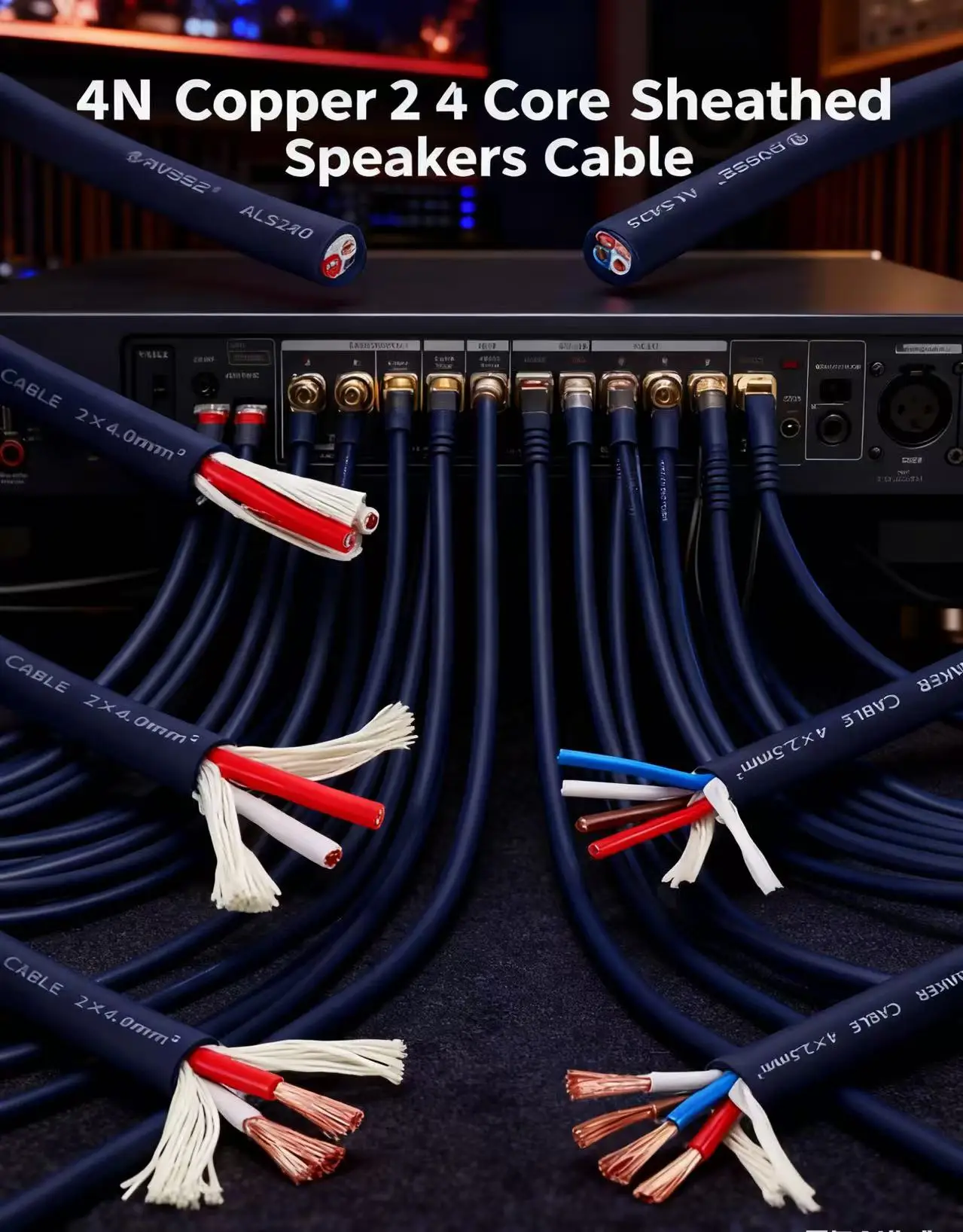 4N Copper HiFi Sheathed Speakers Wire Cable 2 4 Core Audio Cable O.F.C Audio Amplifier Connection Wire For Home Theater Stage