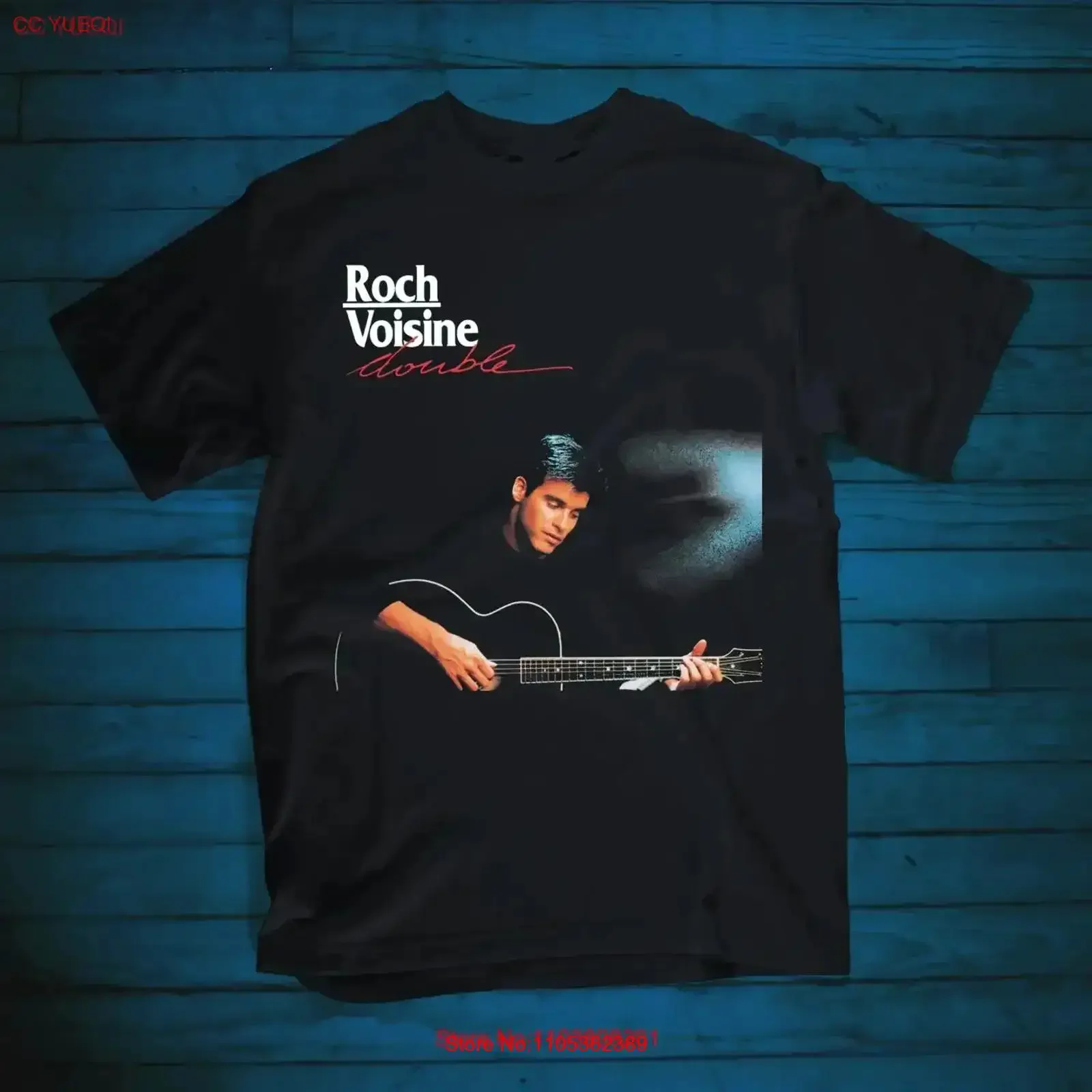T-shirt Roch Voisine Singer Site Officiel Double Black S 234XL SG038 vintage délavé légèrement usé pour un usage quotidien et élégant