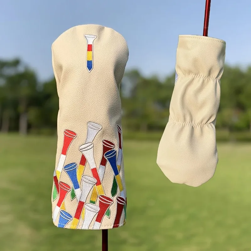 غطاء رأس نادي الجولف باللون البيج المتين مع خطوط ملونة ولمسات حمراء - تصميم مقاوم للخدش والغبار #4