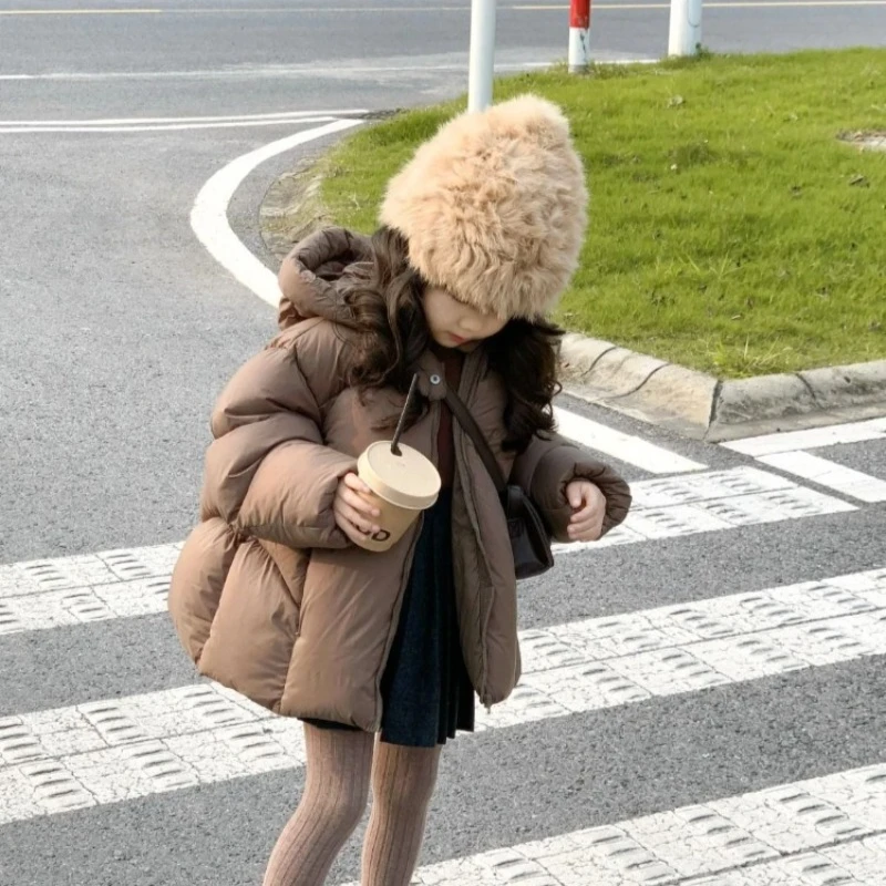 

New Korean Style Thickened Winter Cotton Coat for Girls-Length Padded Jacket Baby Winter Outwear Stylish Thermal Baby Clothes