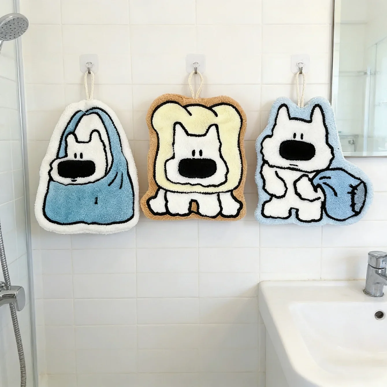 Cute Cat Hand Towels, Bathroom Towels with Hanging Loop, Hand Towel Animals, Microfiber Coral Fleece Absorbent Hand Towel