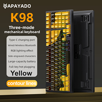 K98 Gaming Keyboard Wired/2.4G/Bluetooth Side-engraved Light Transmission Five-sided Sublimation 15 Light Modes Ergonomics