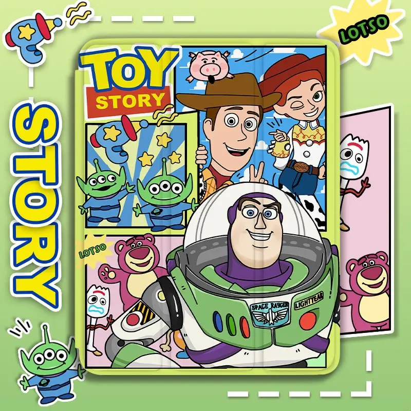 

Тройной чехол для iPad Toy Story 2025 для 11/Air 7/6 и Pro, прозрачный чехол с прорезью для карандашей, противоударный, 11 дюймов