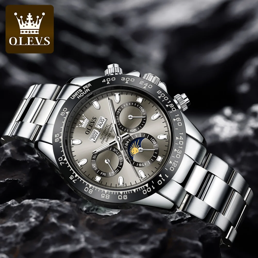OLEVS 6654 Multi functional Men's Watch Stainless steel Waterproof Luminous Date Automatic Mechanical Watches