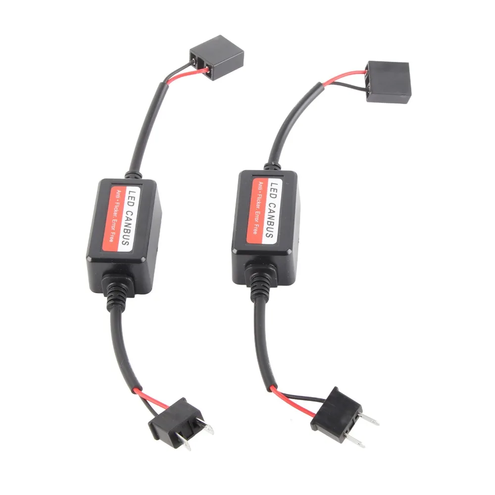 2PCS Radio Audio Compatible Car LED Headlight Decoder H7 Socket Anti-Flicker Error Free Canceller Plug And Play