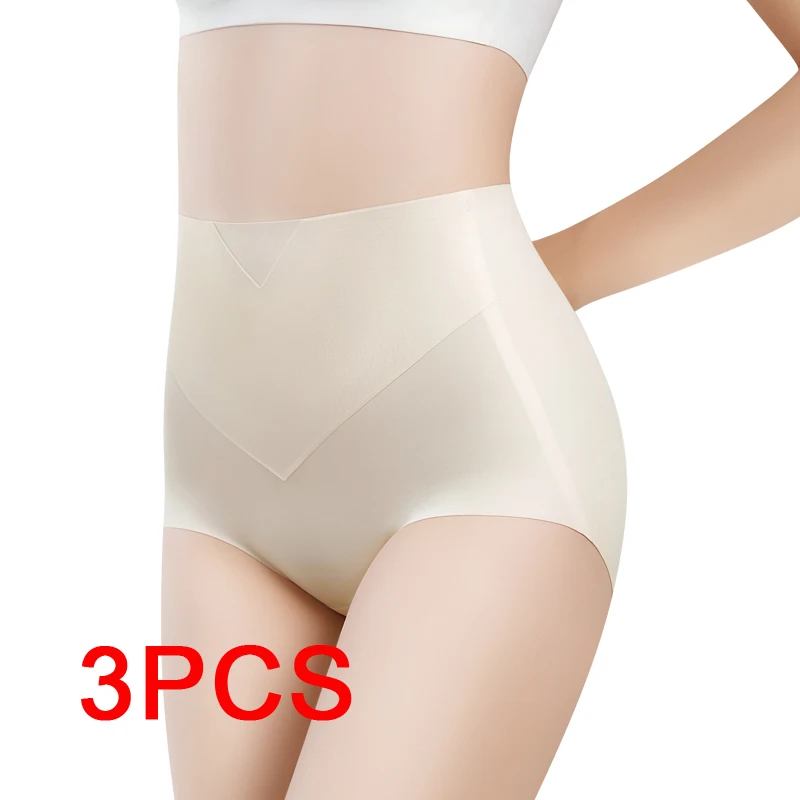 3PCS Ice Silk Control Panties With Belly Tightening Ultra-thin Women Underwear Sexy Lingerie Waist Trainer Body Shaper Women's