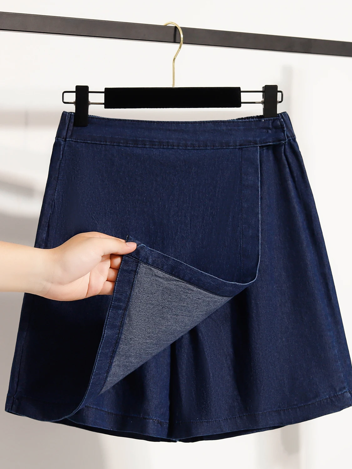 Celana Denim Terbeda Pas Longgar Wanita Musim Panas Celana Rok Kaki Lebar Pinggang Tinggi Antiringan Rok Orte Tidak Beraturan Antik