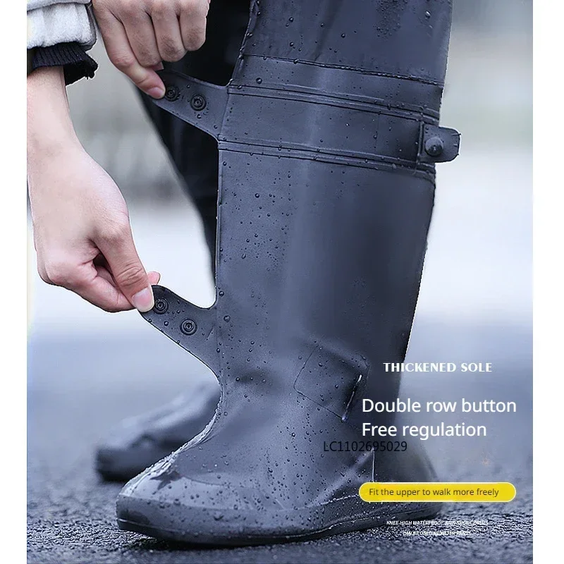 Non-Slip Thickened Wear-Resistant Over-The-Knee Rain Shoe Covers Rain Waterproof Outdoor Riding Water Pants Rain Pants