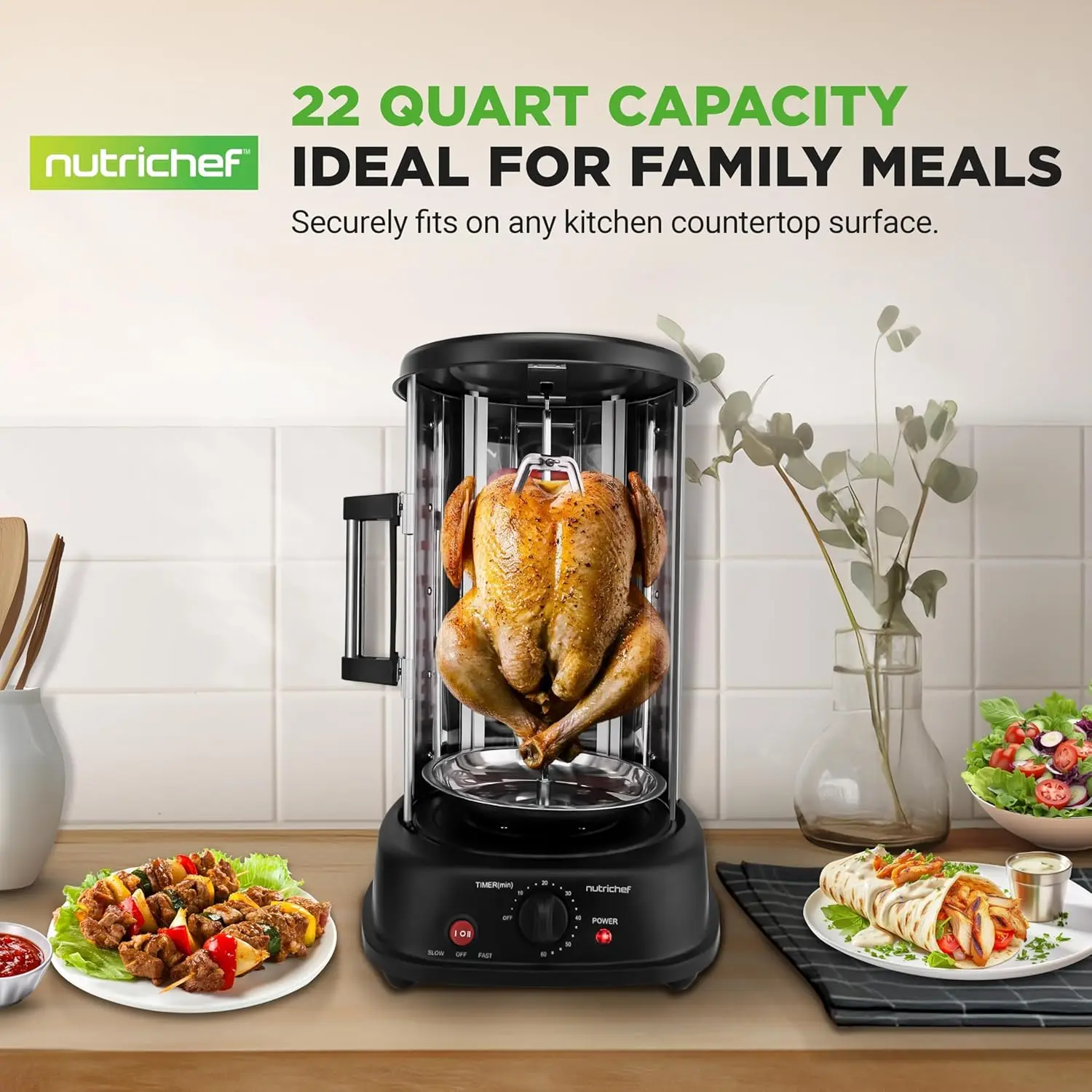 Rotating Vertical Shawarma Oven, Rotisserie and Kebab Machine, Stainless Steel, Stain-Resistant, Energy-Efficient, with Heat-Res