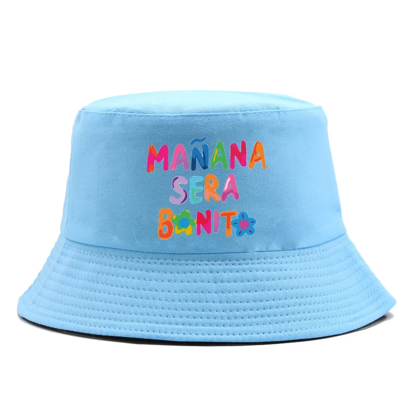 Nowy Manana Sera Bonito Print Fisherman Hat Karol G Bucket Hat Oddychający kapelusz dla par Kobieta Daszki Czapki przeciwsłoneczne Dwustronna Panama