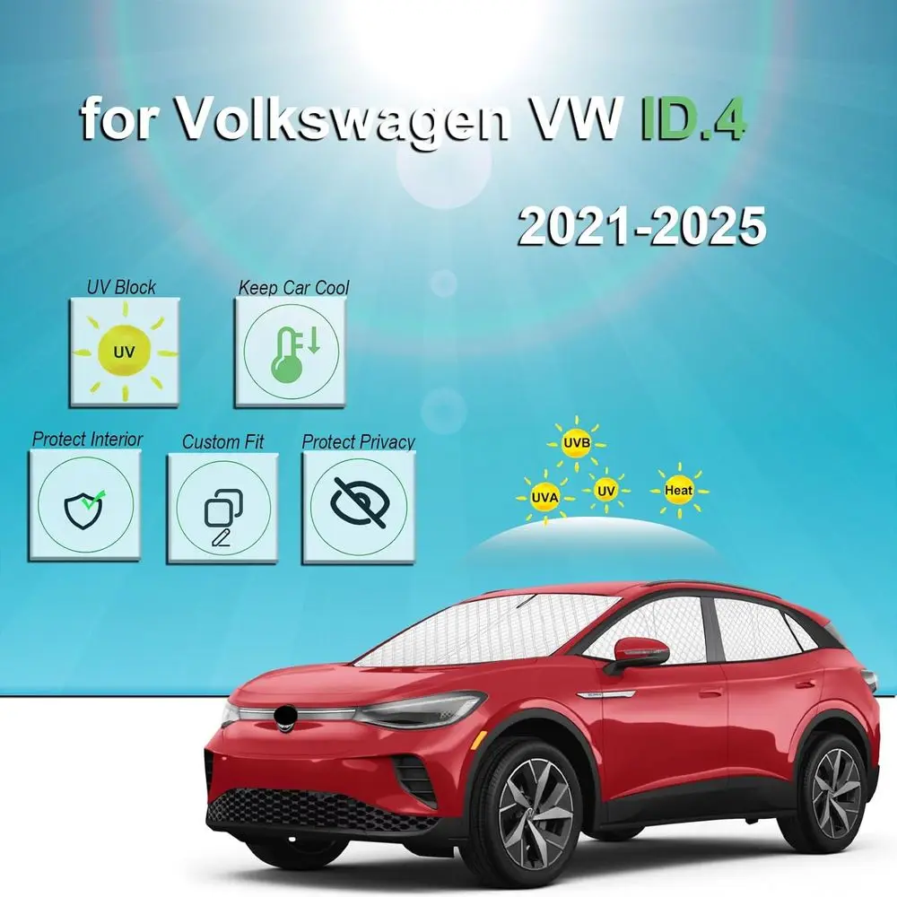 مظلات سميكة كاملة النافذة لسيارة VW ID.4 2021-2025، حماية من الأشعة فوق البنفسجية والخصوصية للتخييم في السيارة في الهواء الطلق #2