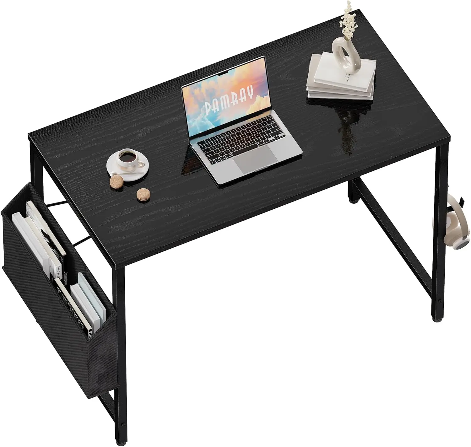 

32 Inch Compact Computer Desk with Storage Bag & Headphone Hook, Home Office Work Study Writing Table for Small Spaces