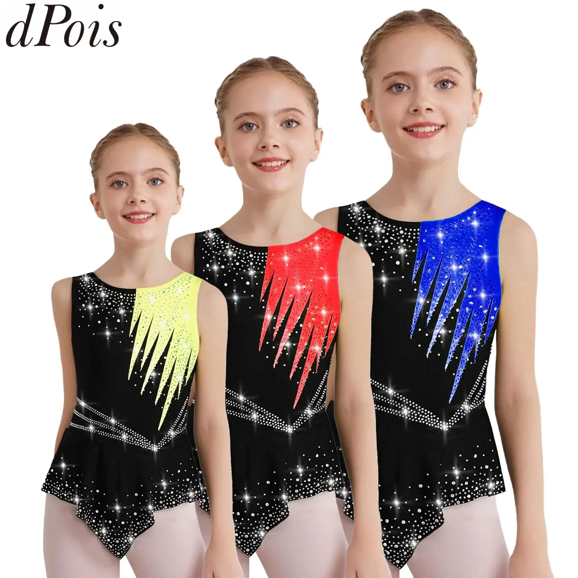 الفتيات الباليه جيرسي الراين الجمباز يوتار أكمام توتو فستان ارتداءها Dancewear أداء التزلج على الجليد الإيقاعي