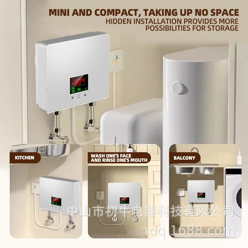 Aquecedor de água elétrico instantâneo, 3000w/5500w, para banho, chuveiro, aquecedores elétricos de parede com controle remoto, 110v/220v com led
