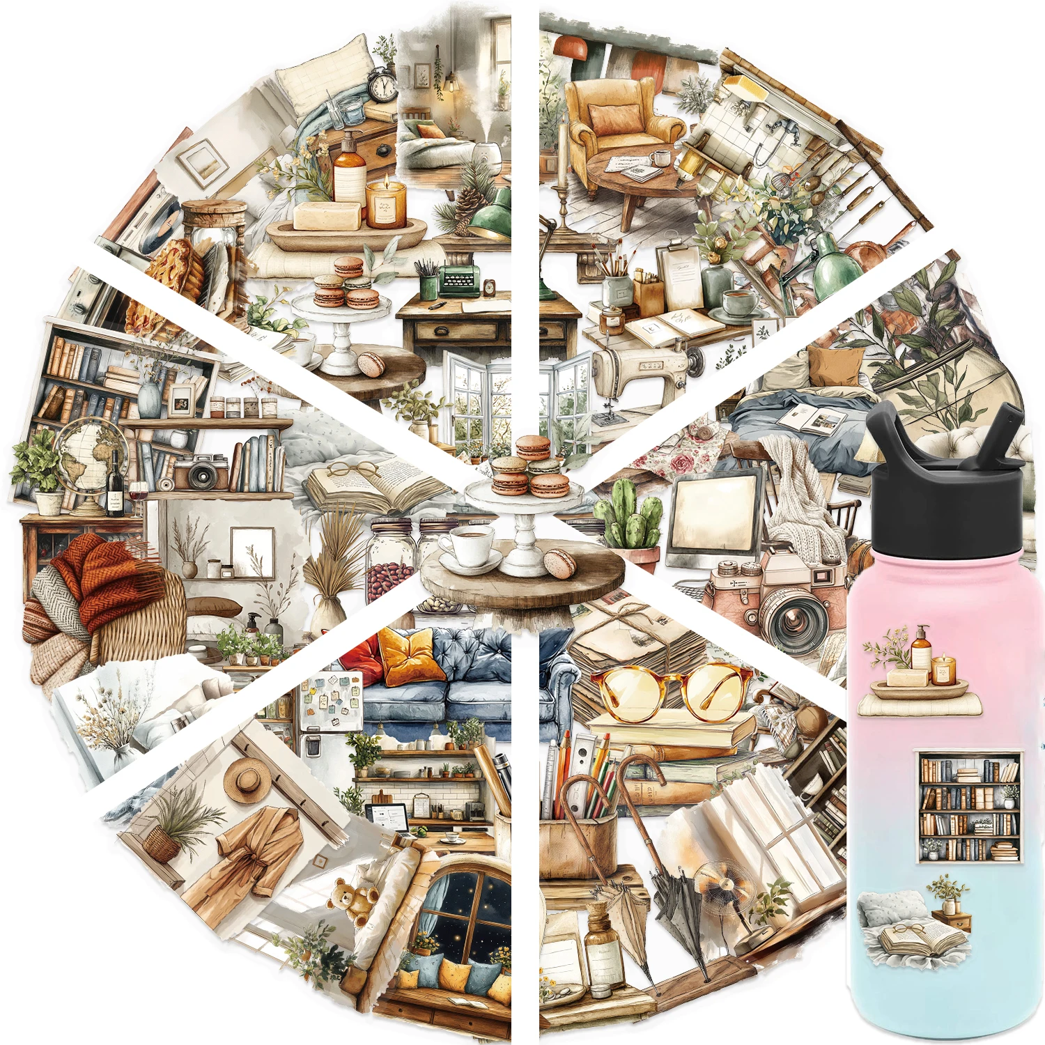 50pcs Home Art PET Graffiti Stickers Suitable for Decorative Phone Cases, Water Cup, Guitars, Creative Waterproof Gift Decal