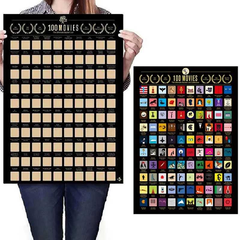 100 فيلم خدش ملصق فيلم خلفيات جدار تزيين لمحبي الأفلام