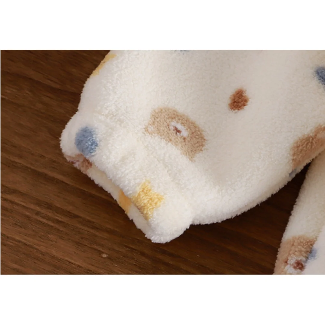 طفل صبي فتاة أفخم الصوف رياضية مجموعات 1-8Y سميكة الدافئة الكرتون طباعة جاكيت زيبرا السراويل 2 قطعة الاطفال الخريف الشتاء الزي #5