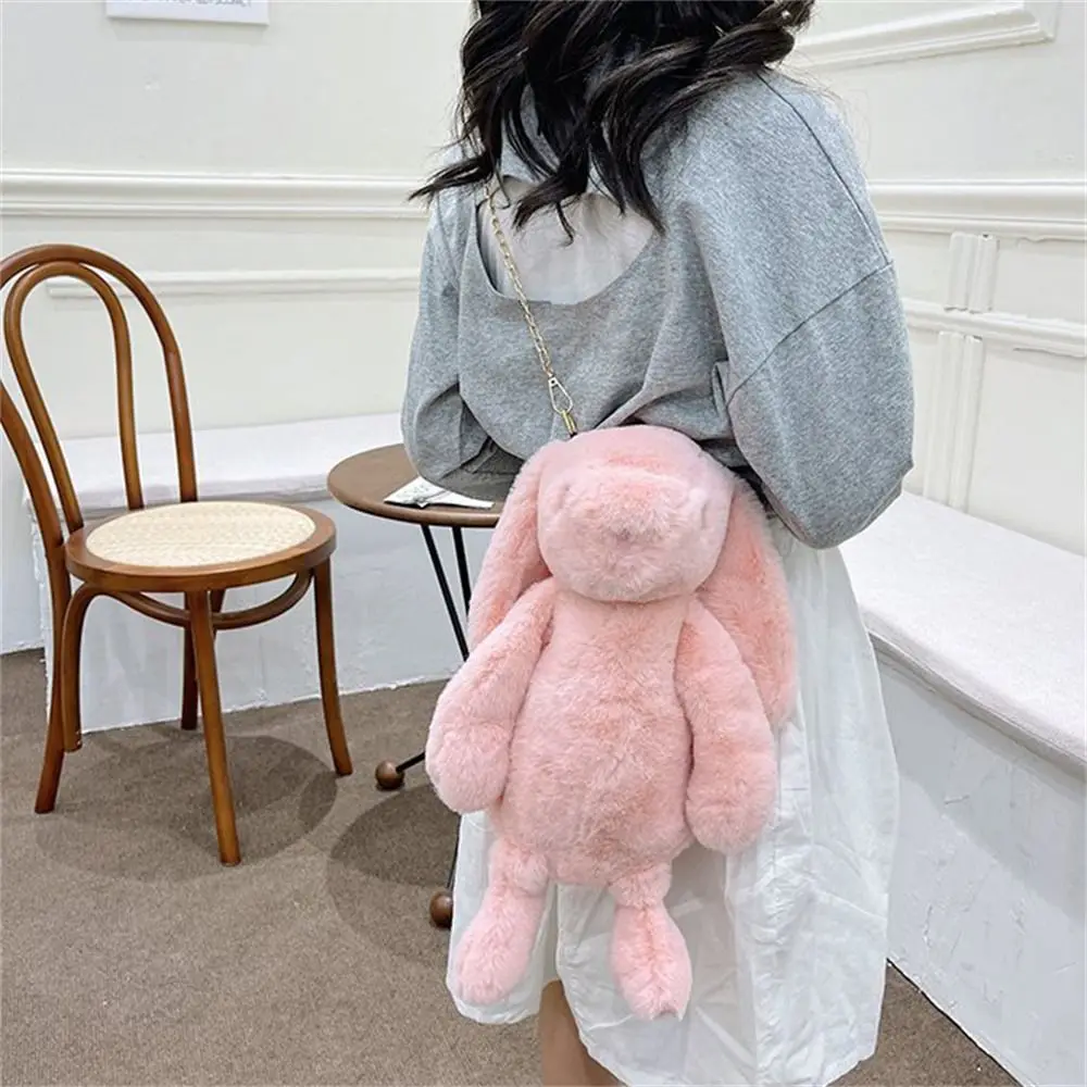 Coin Purse Long Ear Plush Shoulder Bag Rabbit Doll Handbag Crossbody Bag Cartoon Animals Rabbit Plush Bags Messenger Bag