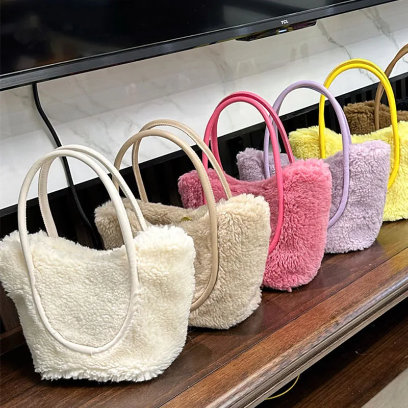 

Autumn Winter Lamb Thick Warm Plush Shoulder Bag Faxu Fur Bags For Women Handbag Fashion Designer Bag Luxury Clutch