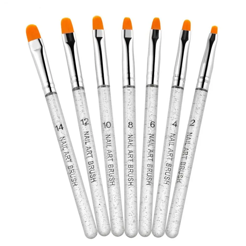 7pcs Manicure UV Gel Brushes Set Nail Art Durable Bristles Poly Extension Gel Brush DIY Nail Painting Brush Beauty Salon