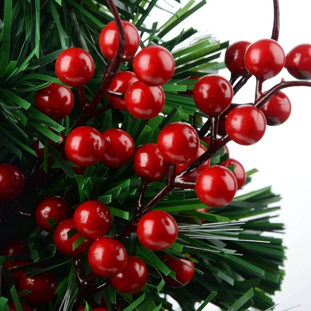 20PCS Artificial Red Berries Fake Flowers Fruits Berry Stems Crafts Floral Bouquet for Wedding Christmas Tree Decoration