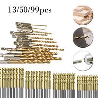 13-99PCS 1.5-6.5mm Titanium Coated HSS Hex Shank Drill Bit Set for Wood/Plastic/Aluminum - High Speed Steel Hole Opener Tools
