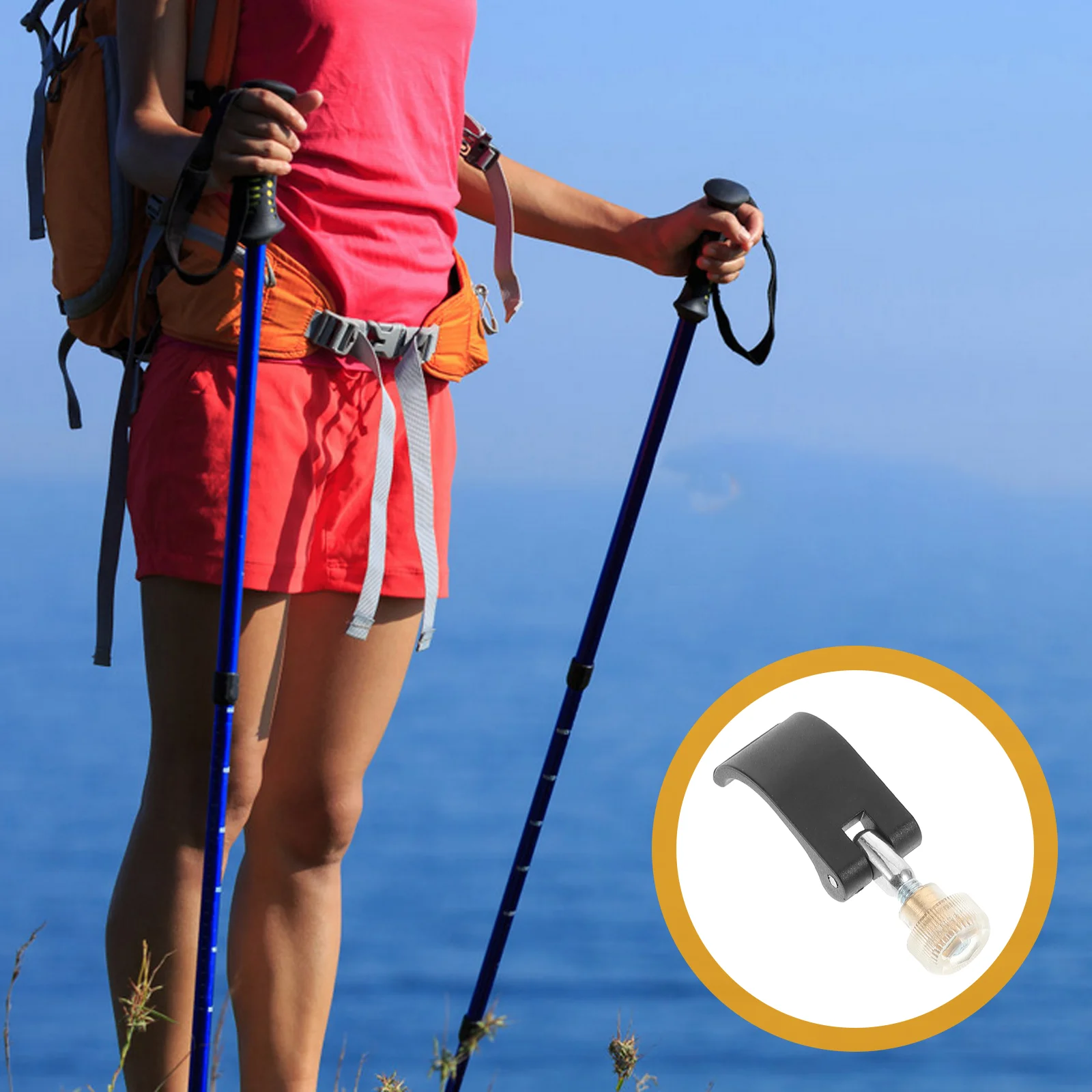 

2 Sets Trekking Pole Lock Handle Screw Walking Stick Clip Alpenstock Accessories