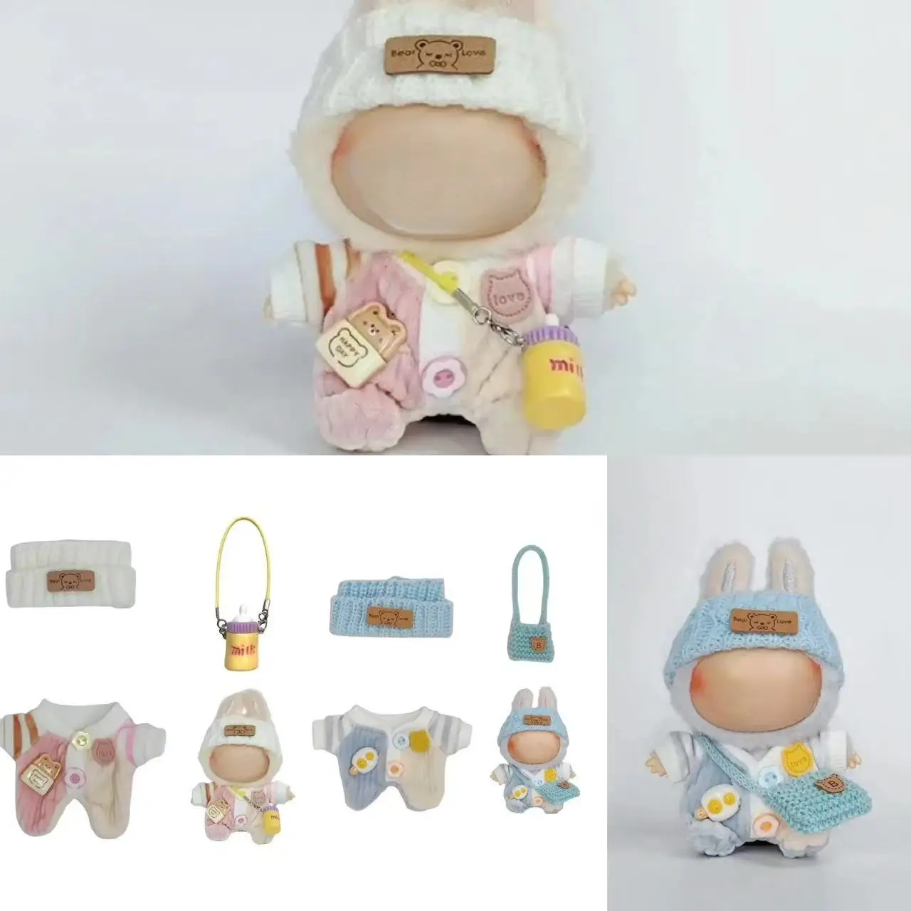 

Clothes for Labubu(NO Doll), Hat & Overalls Set for 17cm Labubu Accessories Suit, Cute Clothes for Labubu Dress up Unique Style