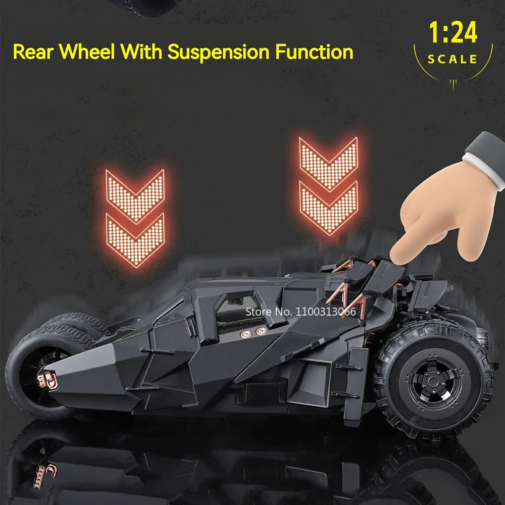 1:24 Batmobile سبيكة سيارات لعب دييكاست نماذج عجلة امتصاص الصدمات مع ضوء الصوت نموذج مصغر لمجموعة هدايا الطفل