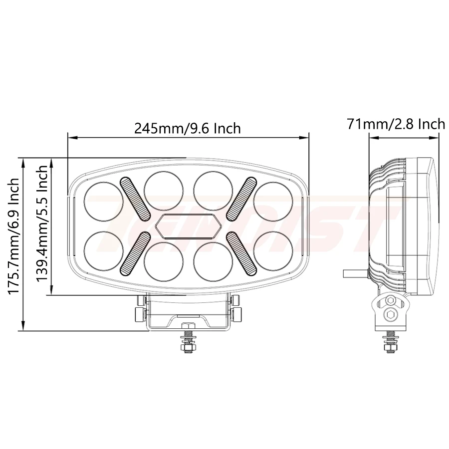 9.6 Inch Super Bright With White Yellow DRL LED Spot Work Driving Head Light For Truck BUS Trailer 10-30V DC