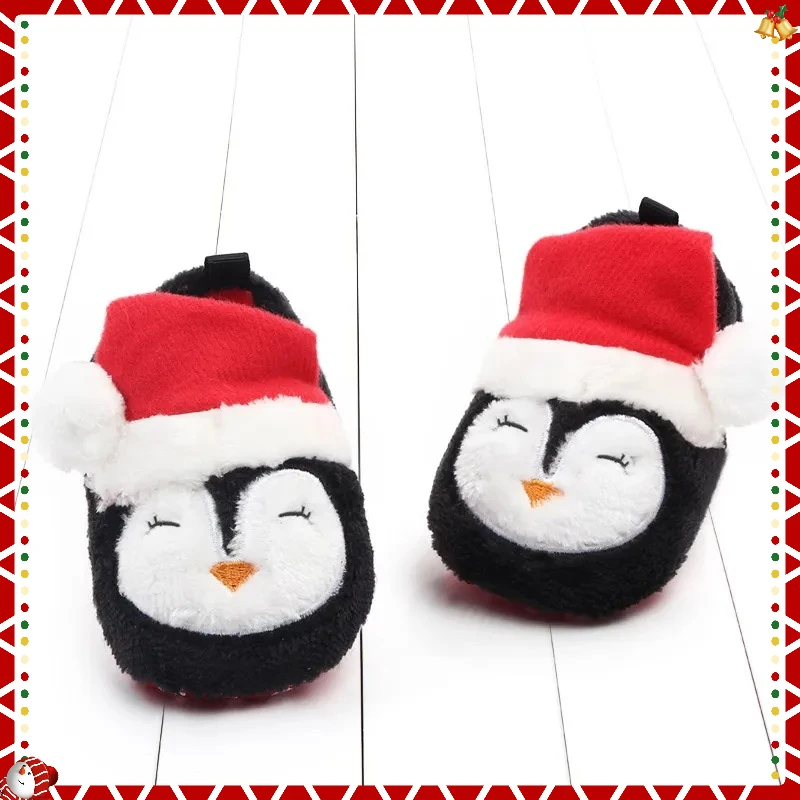 أحذية أطفال لشتاء عيد الميلاد أحذية الرضع لطيف سانتا للبنين والبنات 11 سنتيمتر/12 سنتيمتر/13 سنتيمتر 0-12 شهرا بطانة دافئة داخل لينة